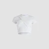 T-shirt court drapé en coton bio stretch