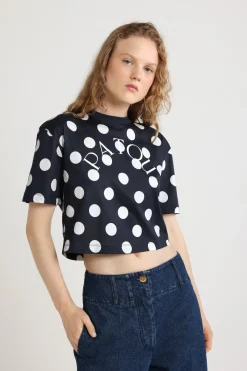 T-shirt fendu à logo Patou en coton bio imprimé