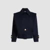 Veste ceinturée en sergé de laine technique éco-responsable