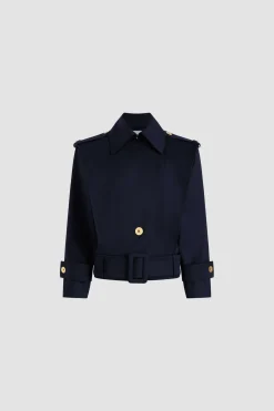 Veste ceinturée en sergé de laine technique éco-responsable