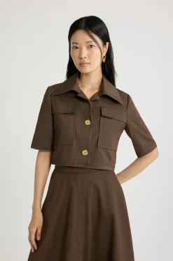 Veste courte en gabardine de coton bio