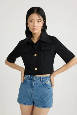 Veste courte en gabardine de coton bio