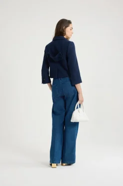 Veste courte en tweed de coton bio léger