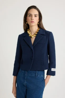 Veste courte en tweed de coton bio léger