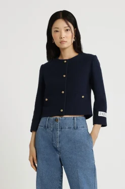 Veste courte en tweed de coton bio léger
