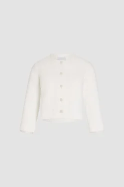 Veste courte sans revers en viscose mélangée éco-responsable matelassé