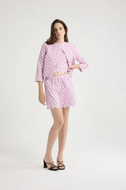 Veste courte sans revers en viscose mélangée éco-responsable matelassé
