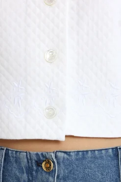 Veste courte sans revers en viscose mélangée éco-responsable matelassé