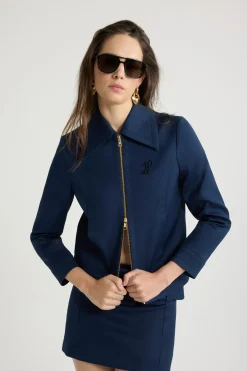 Veste courte zippée en sergé de coton bio