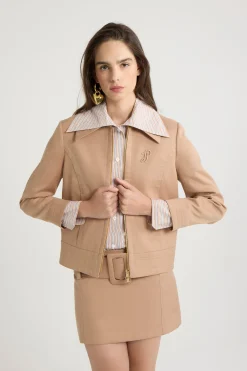 Veste courte zippée en sergé de coton bio