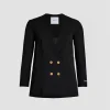 Veste croisée sans revers en laine technique
