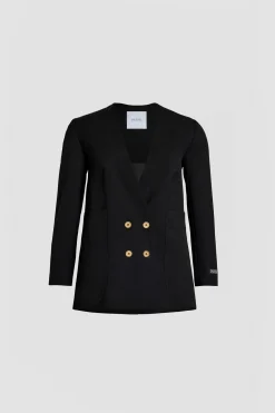 Veste croisée sans revers en laine technique