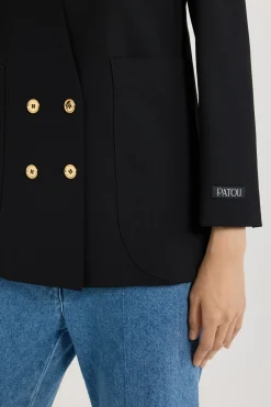 Veste croisée sans revers en laine technique