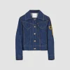 Veste en denim à logo brodé
