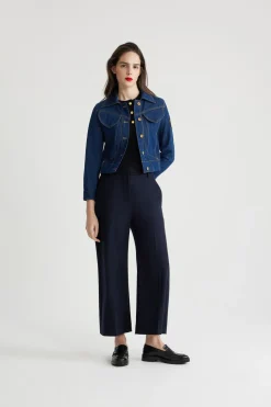 Veste en denim à logo brodé