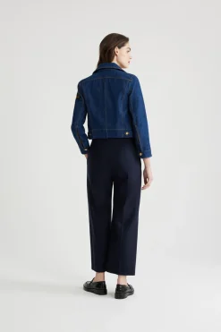 Veste en denim à logo brodé
