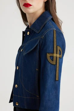 Veste en denim à logo brodé