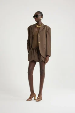 Veste oversize ceinturée en gabardine de coton bio