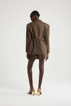 Veste oversize ceinturée en gabardine de coton bio