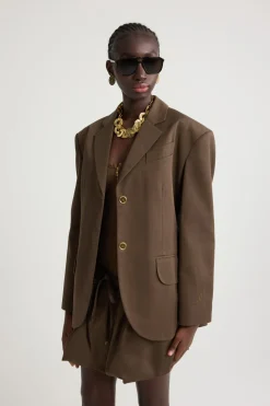 Veste oversize ceinturée en gabardine de coton bio