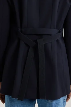 Veste oversize ceinturée en sergé de laine technique éco-responsable