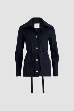 Veste safari en sergé de laine technique éco-responsable