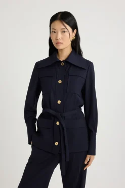 Veste safari en sergé de laine technique éco-responsable