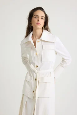 Veste safari en sergé de laine technique éco-responsable