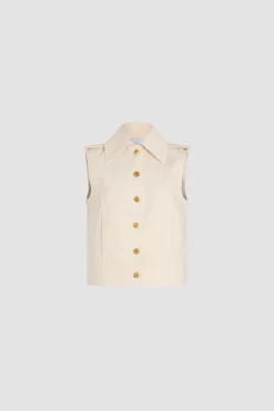 Veste sans manches en denim de coton