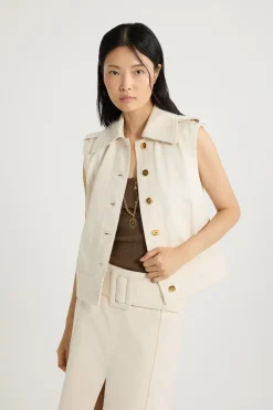 Veste sans manches en denim de coton