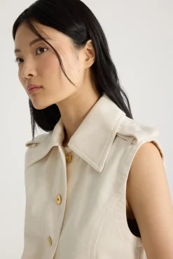 Veste sans manches en denim de coton