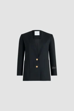 Veste sans revers en sergé de laine technique éco-responsable