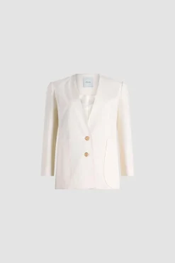 Veste sans revers en sergé de laine technique éco-responsable