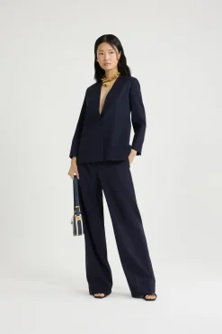 Veste sans revers en sergé de laine technique éco-responsable