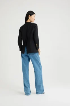 Veste sans revers en sergé de laine technique éco-responsable