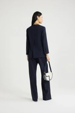 Veste sans revers en sergé de laine technique éco-responsable