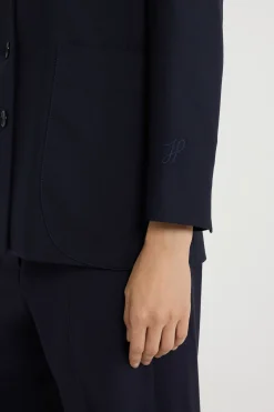 Veste sans revers en sergé de laine technique éco-responsable