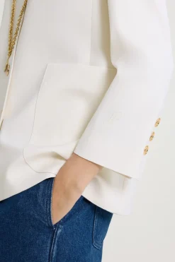 Veste sans revers en sergé de laine technique éco-responsable